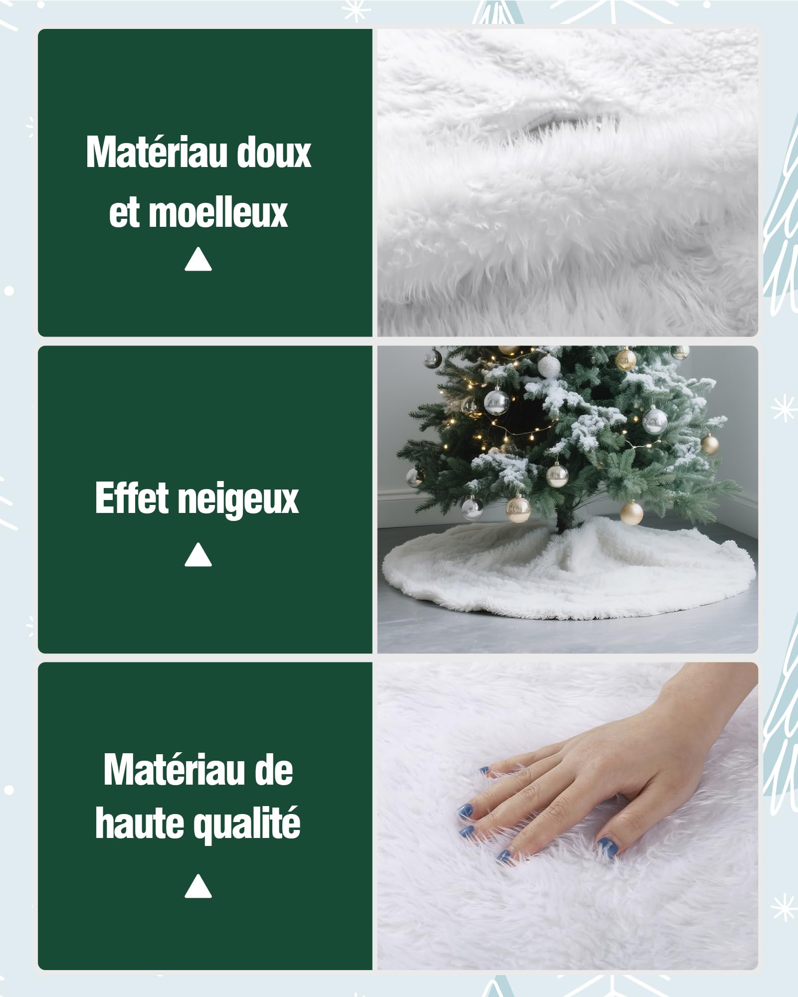 LIHAO Jupe de Sapin de Noël Cache Pied Tapis Peluche Blanc 78cm
