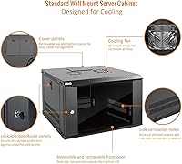 Vista 3 de Tecmojo 6U Gabinete de Servidor de Montaje en Pared IT Red Rack de Cierre con Puerta y Paneles Laterales Bloqueables en Negro, Ventilador