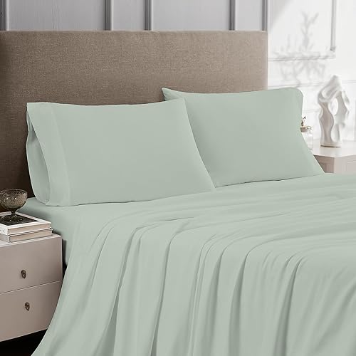 Miniatura 2 de Color Sense Sábanas ricas de algodón percal para hotel, sábanas de tamaño matrimonial, color gris damasco, resistentes a las arrugas, cepilladas