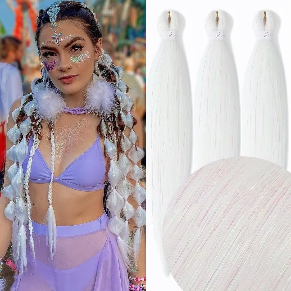 YDDM Capelli Per Treccine Africane Rosa Extension Treccine Texture Yaki Easy Install per Principianti 20 Pollici 3 Pezzi Capelli Leggeri e Naturali per Box Braids, Twist e Crochet — view 84
