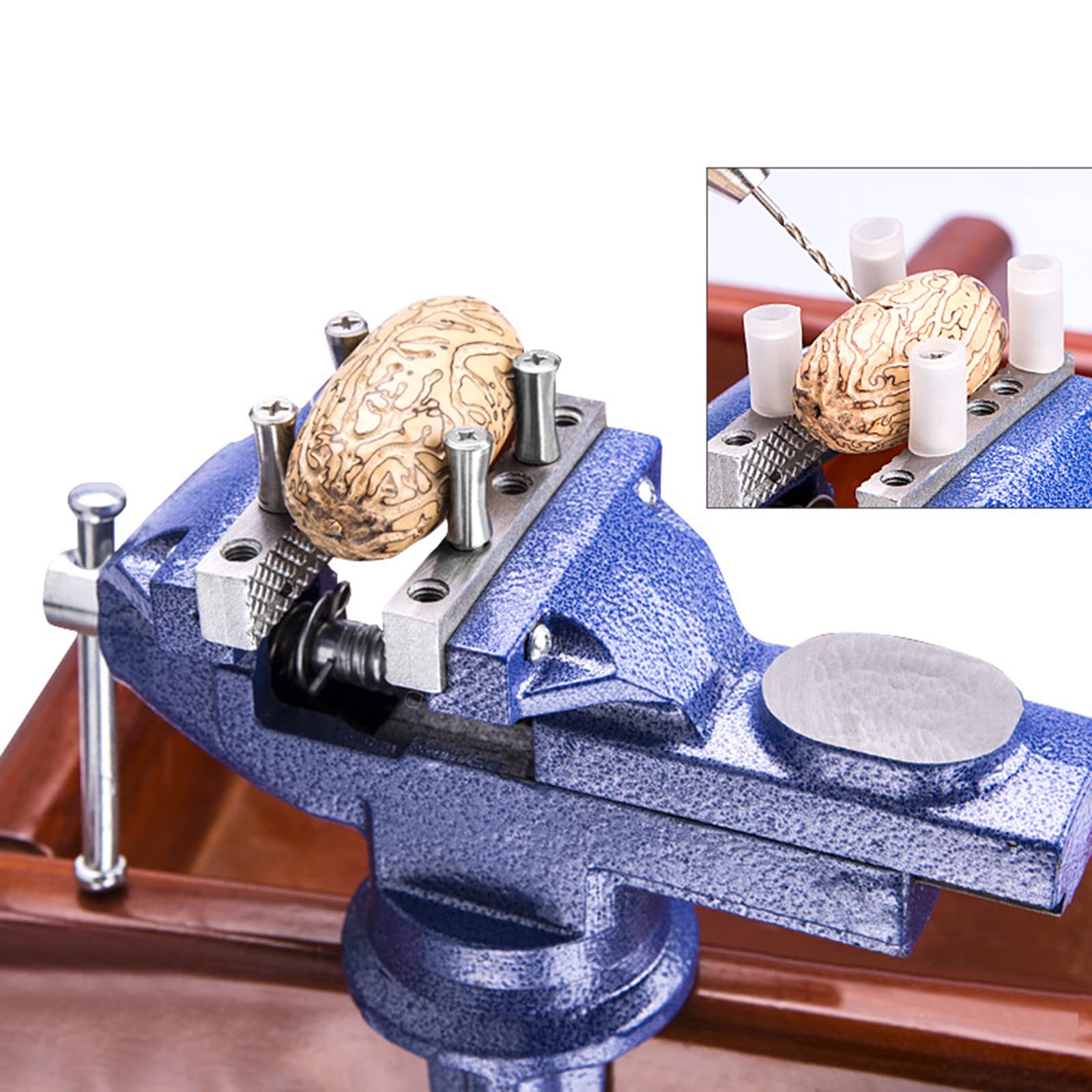 étau Bricolage 64mm Etau D'Etabli, Vis D'Etabli Multifonction Avec 4 Pinces, Tournevis D'Etabli Et Base Pivotante Mini Etau