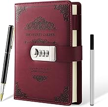 XIYUNTE Diary with Lock, A5 Lockable Journal with Pen & Gift Box, Personal Diary Lockable, Refillable Leather Journals for Writing, 200 Pages 100gsm Premium Paper, (8.5 × 5.9inch) - Red