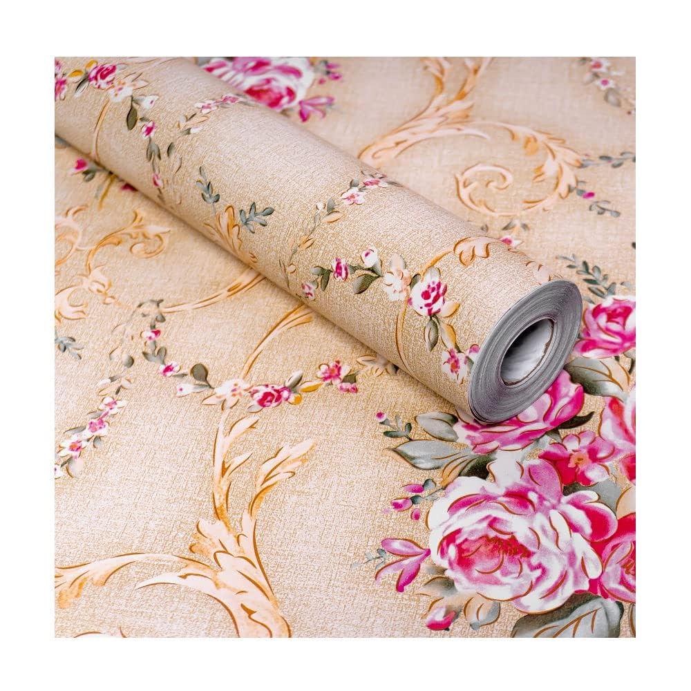 LATEXO Wall Stickers DIY Wallpaper 3,Meter (45 cm x 300 cm) Cream Base red Flower Wallpapers Luxury Self Adhesive Decals Living Room Bedroom Decoration, Black (B0CKTWRBBC) Amazon Price History, Amazon Price Tracker