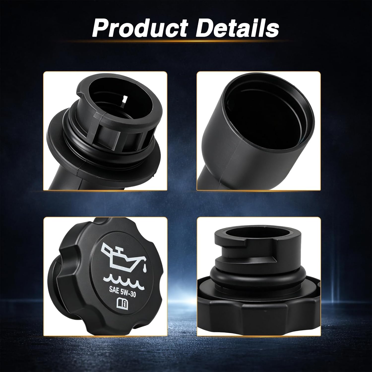 FUSCH Engine Oil Filler Tube and Oil Filler Cap Compatible with GMC Sierra 1500 2500 3500 Yukon XL Envoy Chevy Silverado Avalanche Suburban Tahoe Cadillac Escalade Rainier Replace# 12574386 12573337