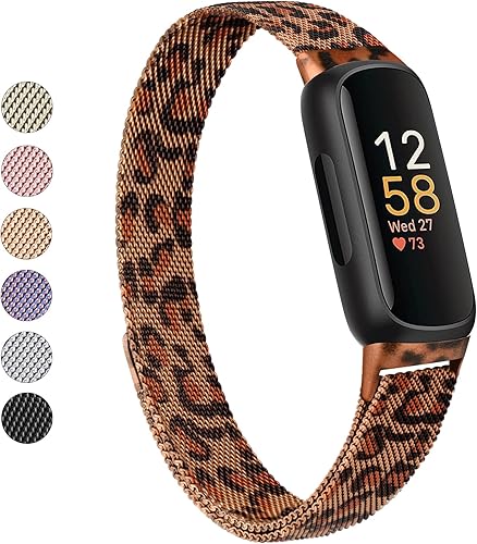 Miniatura 1 de Vanjua Correas de repuesto para Fitbit Inspire 3 para mujeres y hombres, correa de malla de metal de acero inoxidable, ajustable, correa magnética