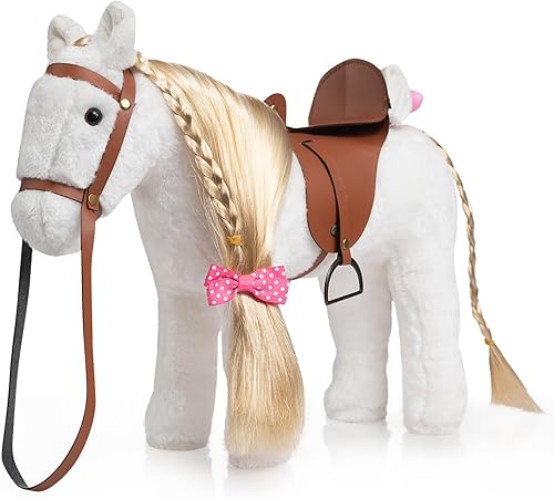 HollyHOME Caballo de Peluche, Juguete de Peluche Bonito, Juguetes de Peluche para Juego de Rol, Caballo de 11 Pulgadas, Blanco