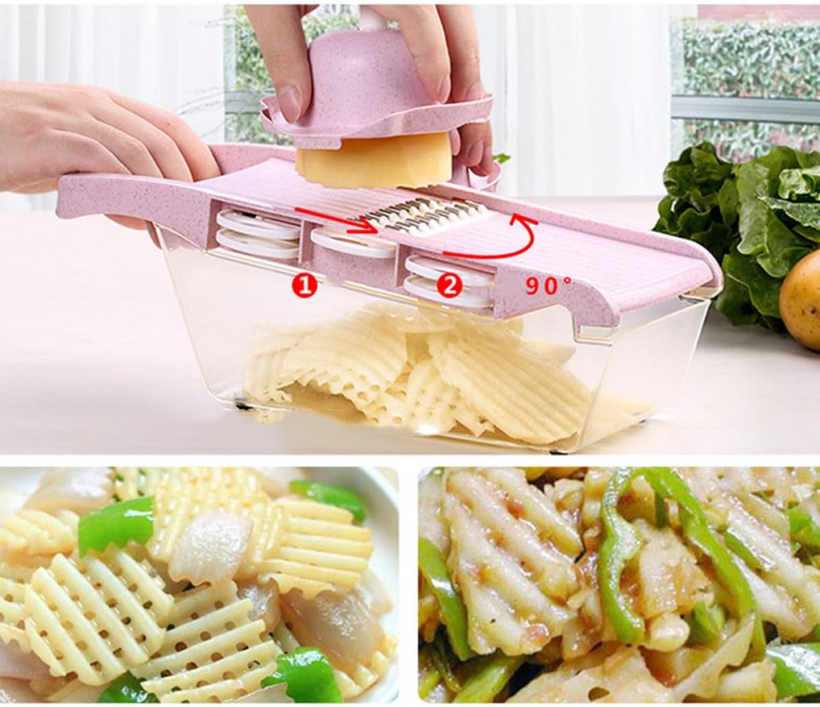 Pink Kitchen Chopper Set with Sharp Blades for Home Food Prep