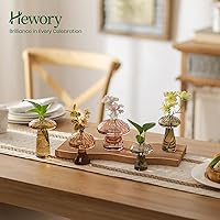 Vista 4 de Hewory Glass Mushroom Propagation Stations: Set of 5 Unique Propagation Jars Glass Planter for Indoor Plants Home Decor - Amber Mushroom Vase