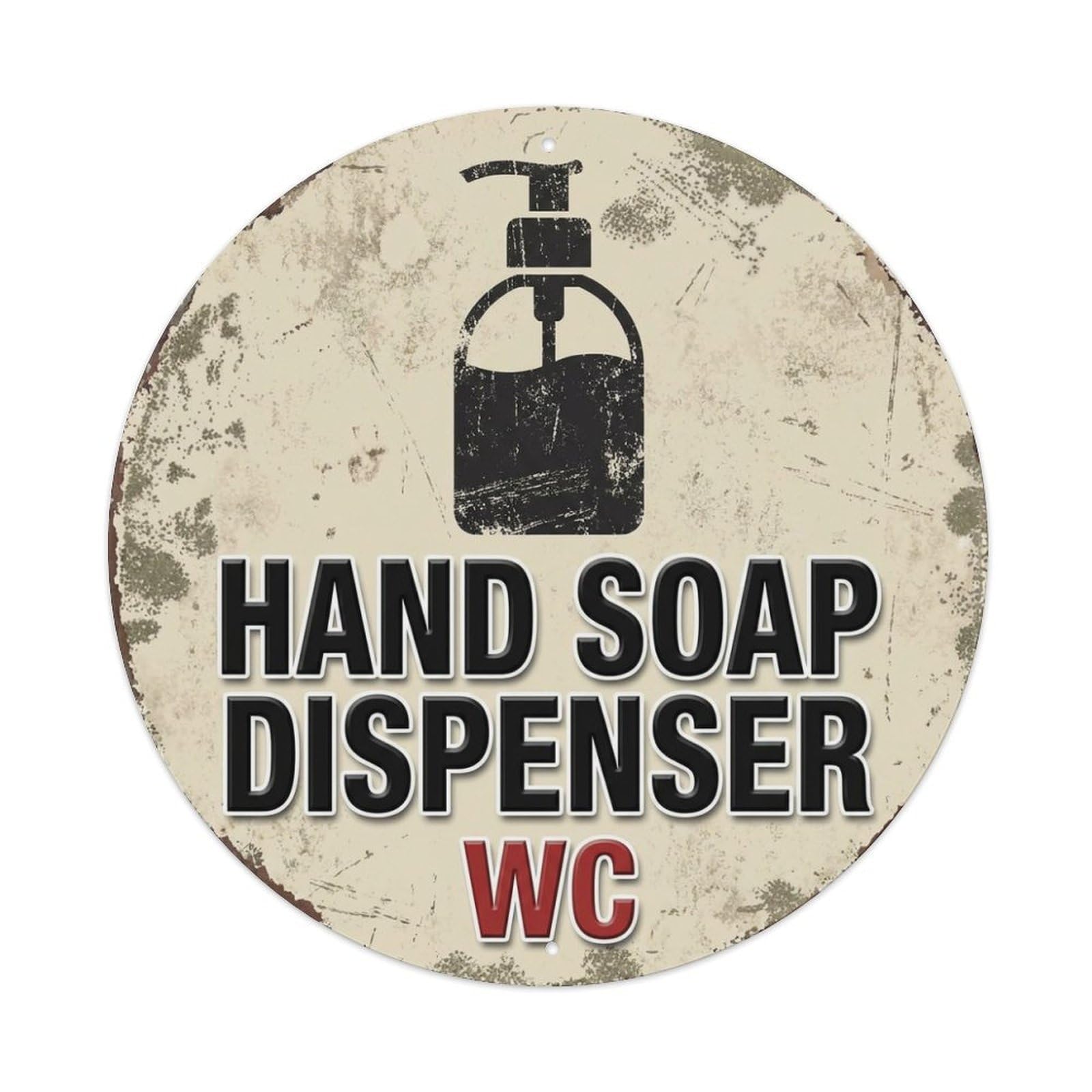 Metal Tin Sign Hand Soap Dispenser WC Warning Sign
