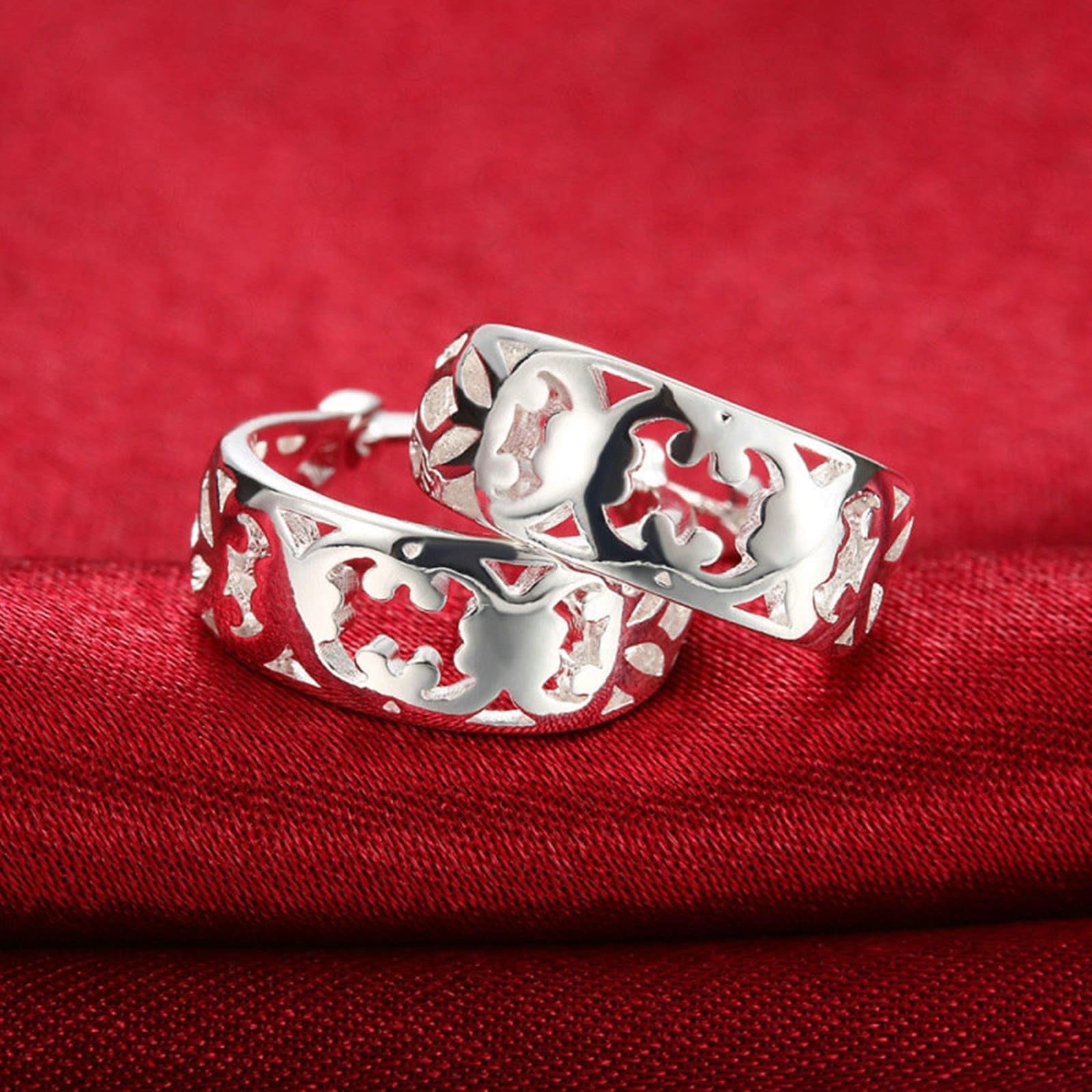 KnSam Au750 Pendientes de oro blanco para mujer, joyas de oro real, pendientes de aro de aro de filamento de 18 K, pendientes de aro para mujer, pequeños, plateados