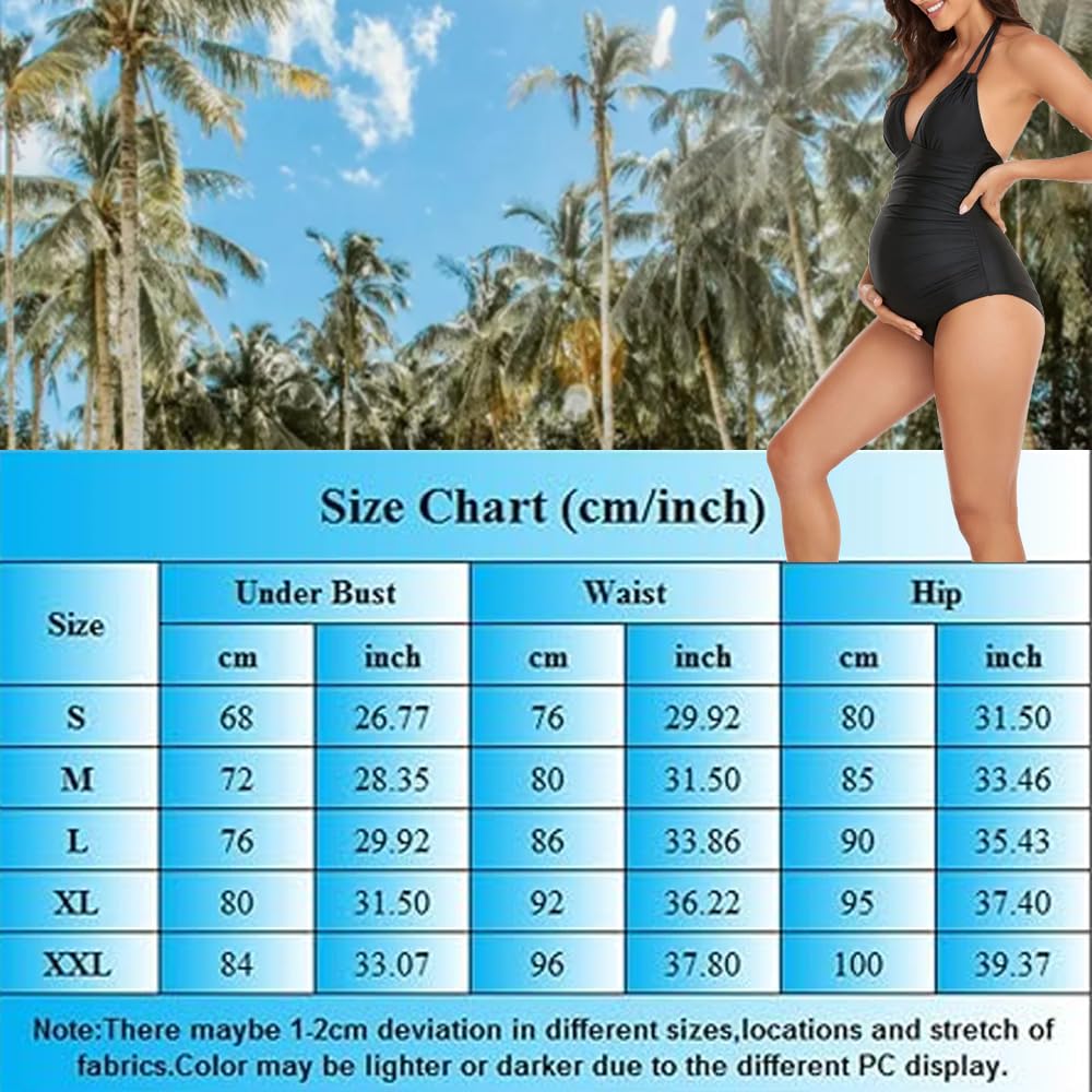 Maillot de bain pour femme enceinte - Maillot de bain une pièce - Col en V - Réglable - Bikini de grossesse - Dos nu