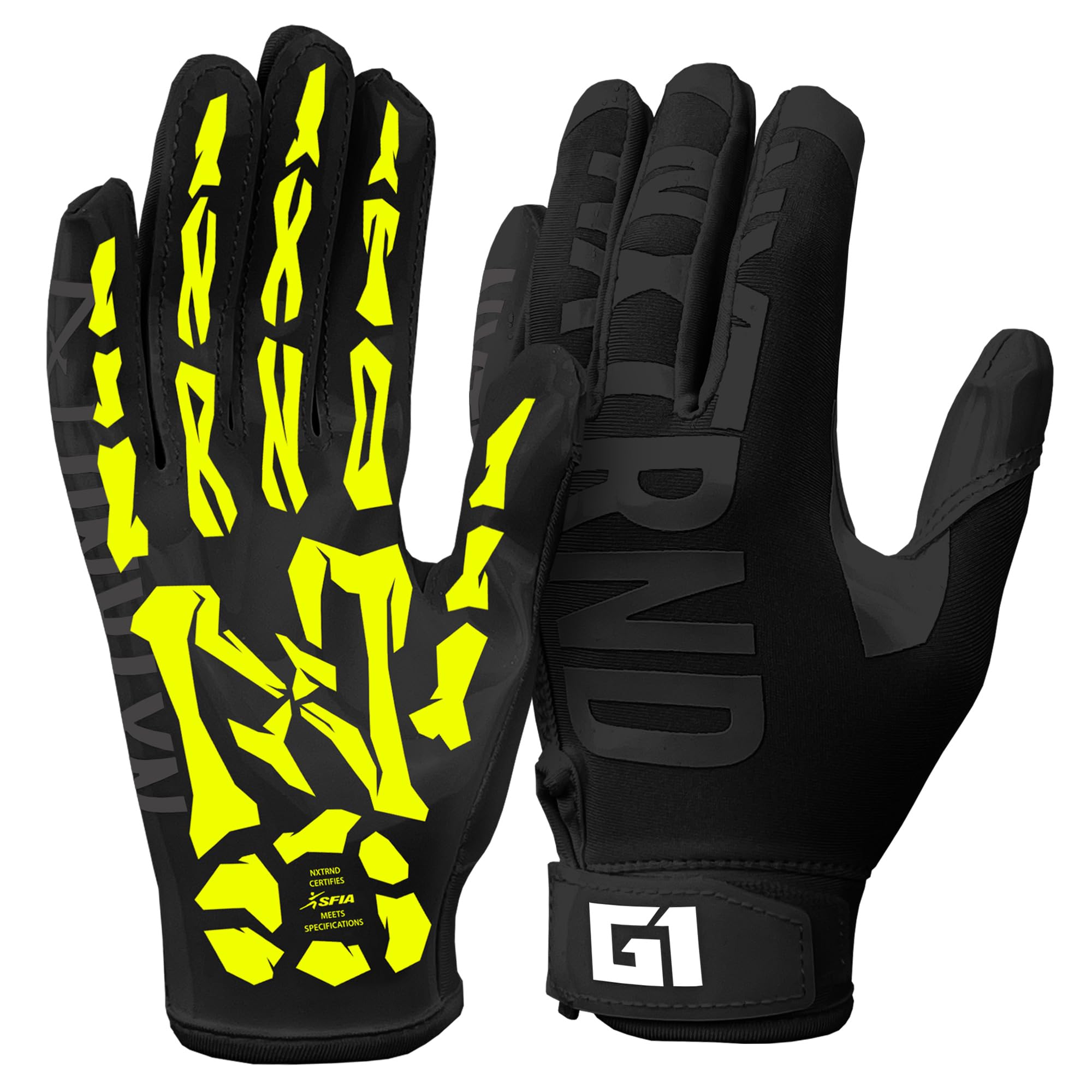 Nxtrnd Skeleton G1 Youth Football Gloves, Kids Sticky Receiver Gloves (Black Skeleton, Youth Small) : Sports & Outdoors