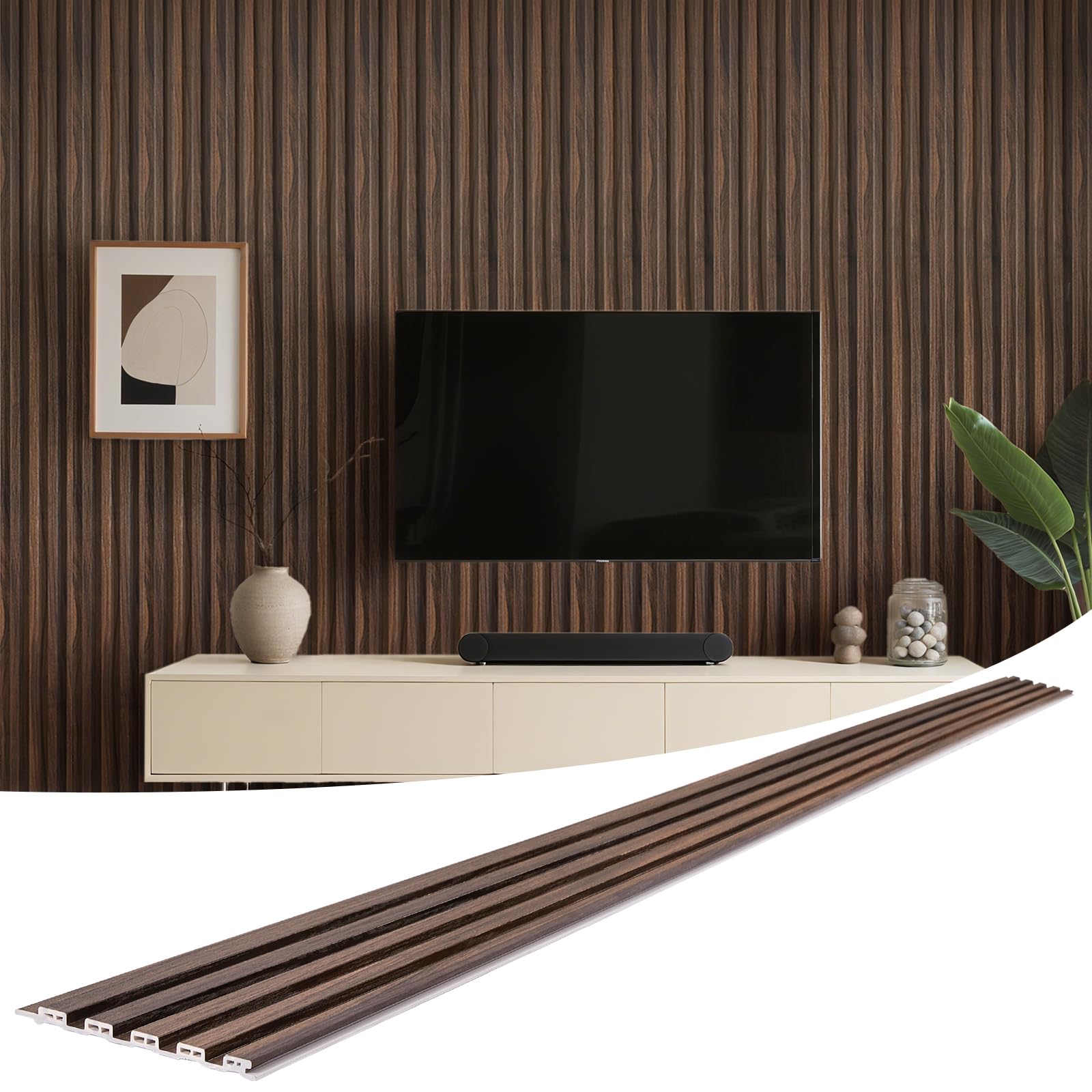 Photo 1 of LARWORKS WPC Slat Wall Panels - 8 Pack, 96" x 6", Black