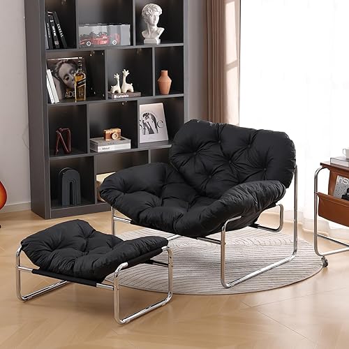 Miniatura 6 de Sillas de muebles para adolescentes, sillas de dormitorio con otomana, cómoda silla de descanso, silla Lazy Boy, color negro