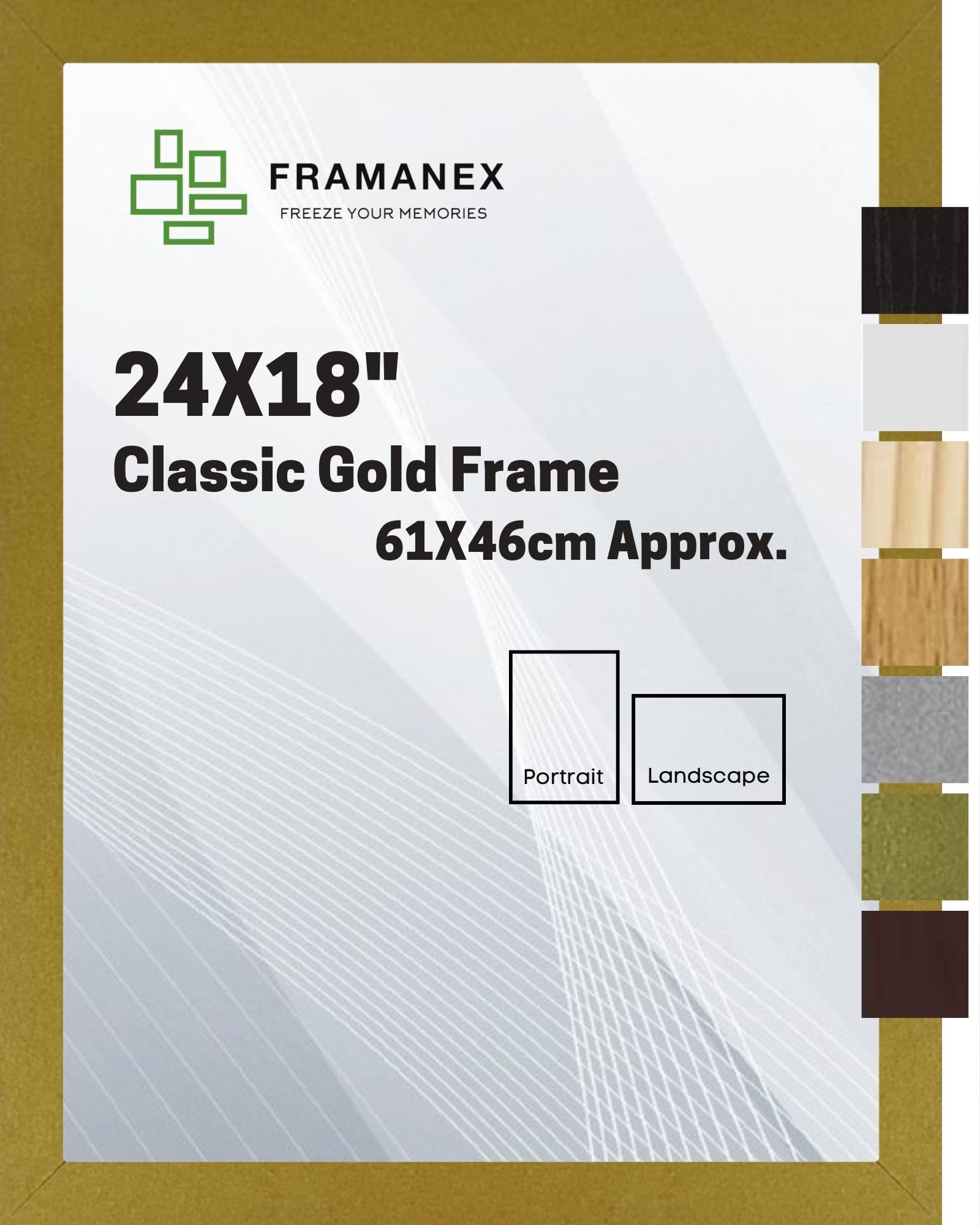 FRAMANEX Modern Dome Shape Frames | Gold Colour 24X18 Picture Photo Poster Frames | 18X24 Inch Rectangle Picture Frame | Beautify Your Walls with SD Mold Wood Finish Photo Frame โ image 1