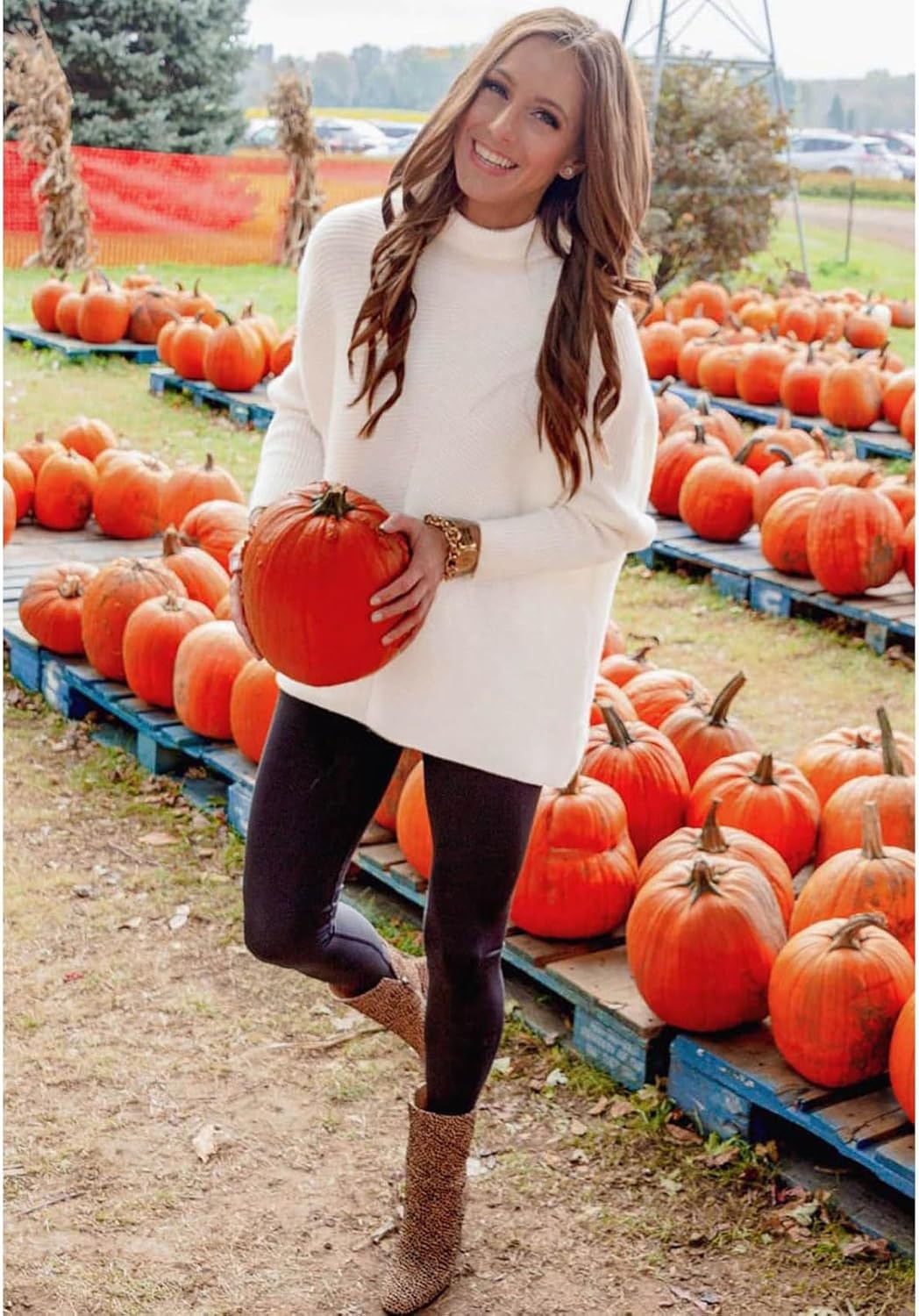 CHICWISH Women's Linen/White/Grey Cozy Ribbed Long Sleeve Turtleneck Knit Top Pullover Sweater - Image 6