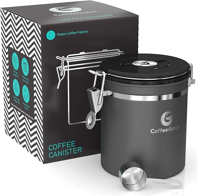Coffee Gator Coffee Canister 16 oz Stainless Steel