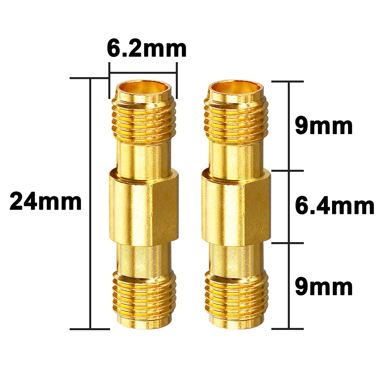 2 Adattatori SMA Femmina-Femmina Boobrie - Connettori Coassiali In Ottone Dorato | Per Antenne WiFi E GPS - Foto 5
