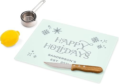 Miniatura 6 de Weddingstar Tabla de cortar de vidrio cuadrada transparente personalizable de 15 x 11 pulgadas, escritura clásica