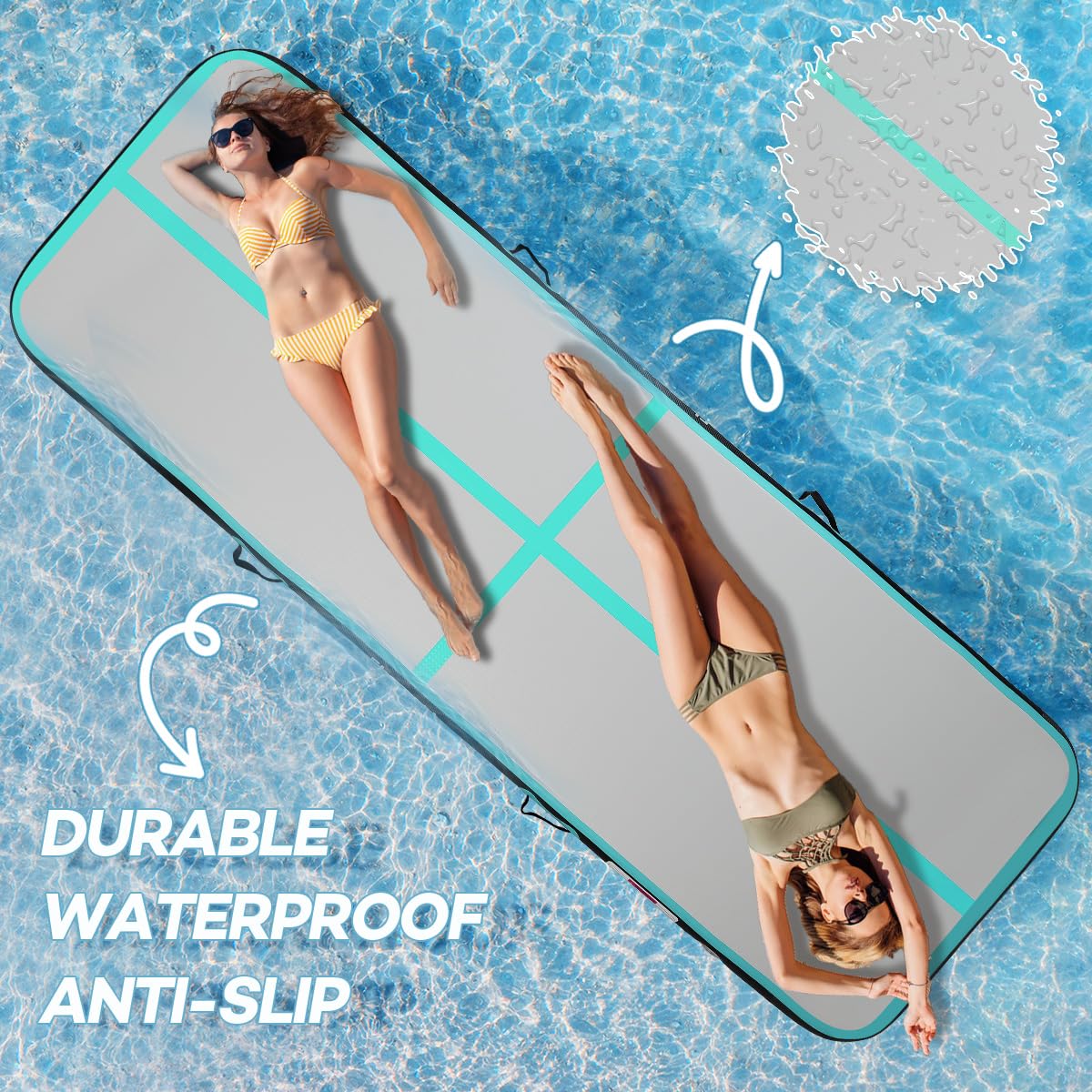 Tapis de Tumbling, 10/20 CM d'épaisseur Tapis d'entrainement, 2/3/4/5/6M Tapis de Gymnastique,Tapis d'exercice avec Pompe à air, Piste de Gym Gonflable, Matelas d'Air