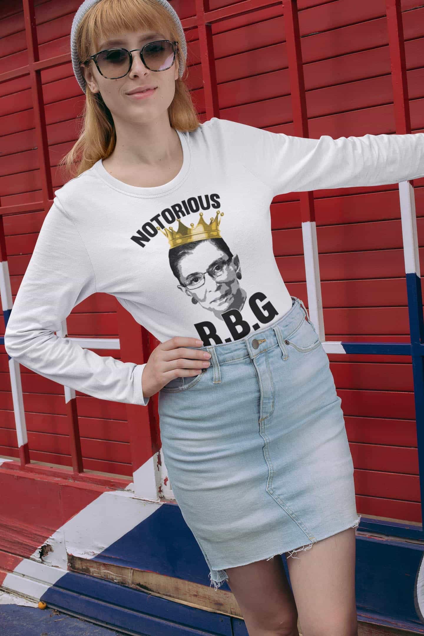 Pop Threads Notorious R.B.G. RBG Supreme Court Political Long Sleeve Tee T-Shirt