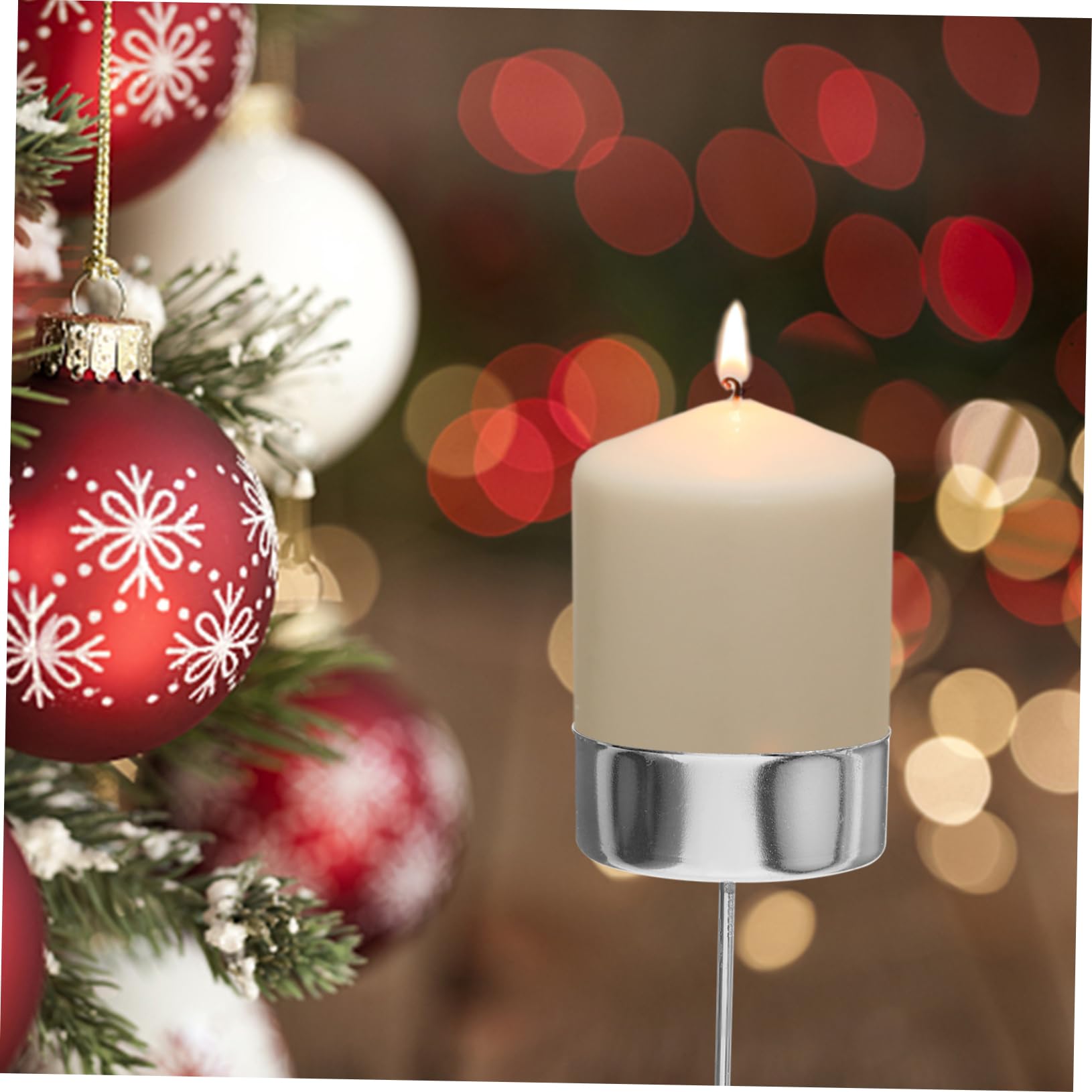Anneome 6pcs Candle Holder with Spike for Christmas Decor Party Favors Tabletop Use Elegant Candle Cup with Insert for Desk Christmas Tree Decoration - Image 3