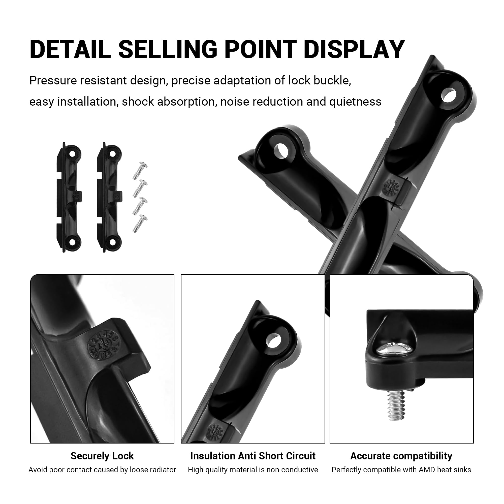 4 Paia Di Staffe Di Montaggio Per Ventola CPU AMD AM4 - Supporti In Plastica Nera Con 16 Viti Per Dissipatore E Radiatore