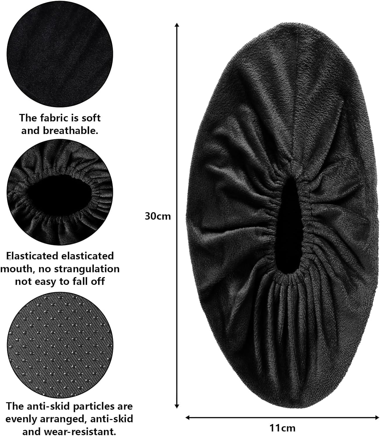 WUFANC Copriscarpe Lavabili - Copri Scarpe da Casa sono Antiscivolo Resistenti All'usura, Lavabili in Lavatrice - Copriscarpe Casa Ospiti Adatti per Diverse Aree Come Pavimenti (Nere-10Paia, L)