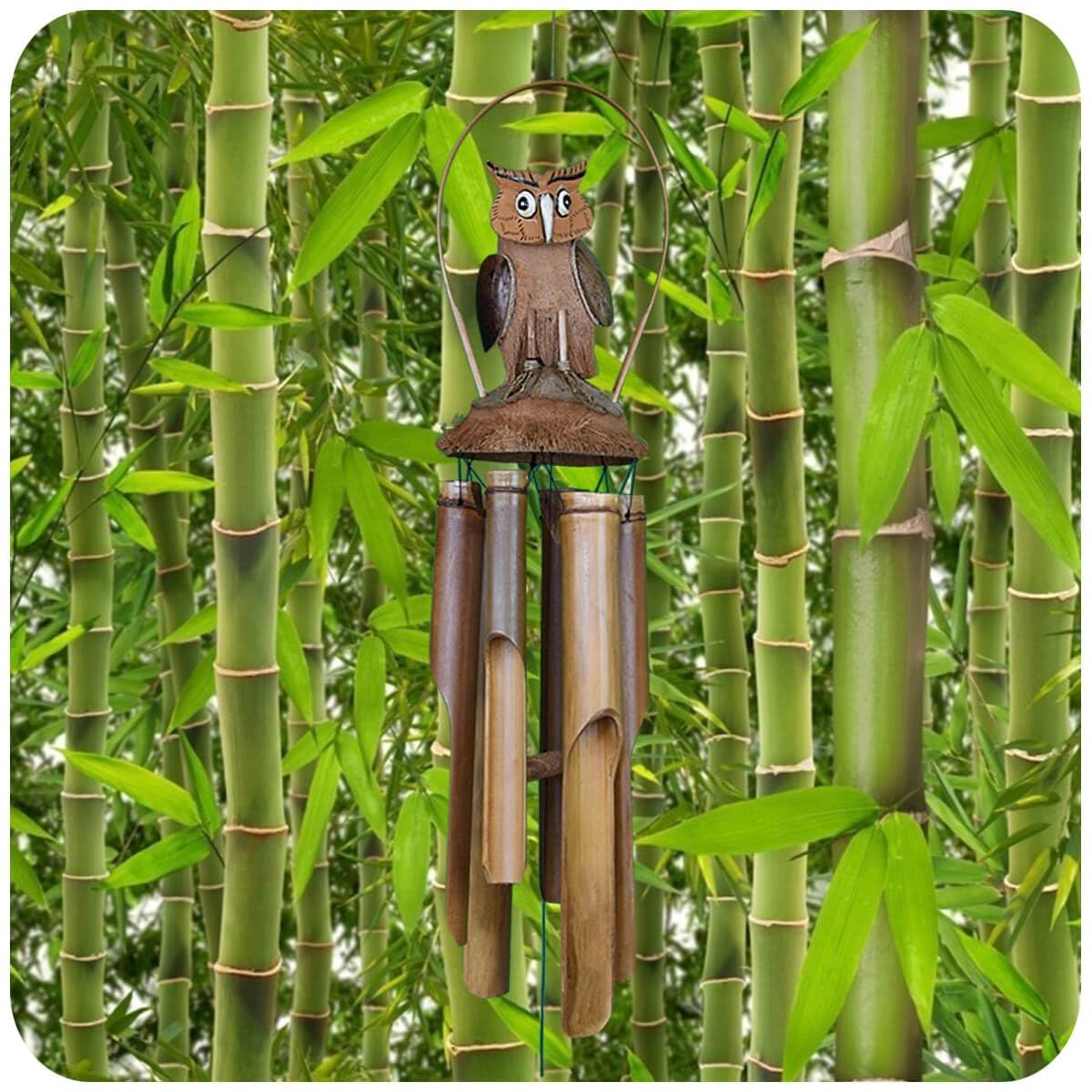Windspiel Klangspiel Bambus Klang Deko Klangrhren Entspannung Garten  Trglocke Kokosnuss Eule Gre Gro : Amazon.de: Garten