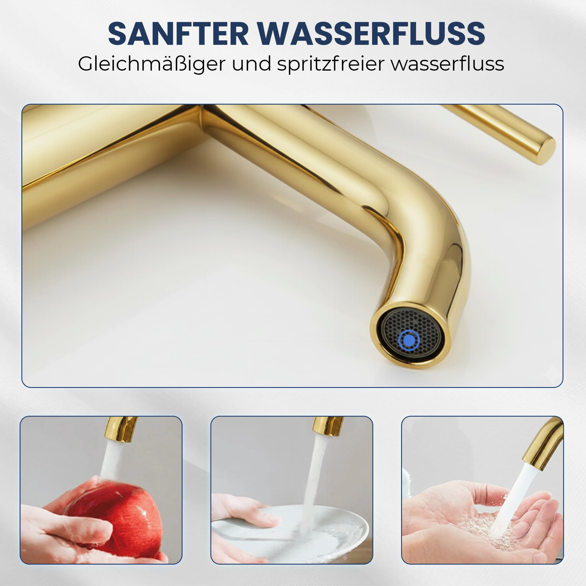 Søvang Wasserhahn Bad – Waschtischarmatur 18,3 cm, Waschbeckenarmatur Messing Glänzend, Anti-Fingerprint & Einfache Montage, Gebürsteter Edelstahl, Modernes Dänisches Design