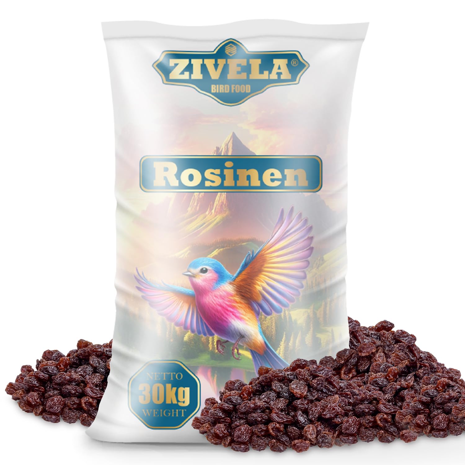 30kg Natürliche Rosinen für Vögel - Ideale Leckereien für Ihre gefiederten Freunde - 100% natürlich Futterrosinen | Rosinen für Vögel 30kg | Wildvogelfutter | Ganzjahresfutter energiereich