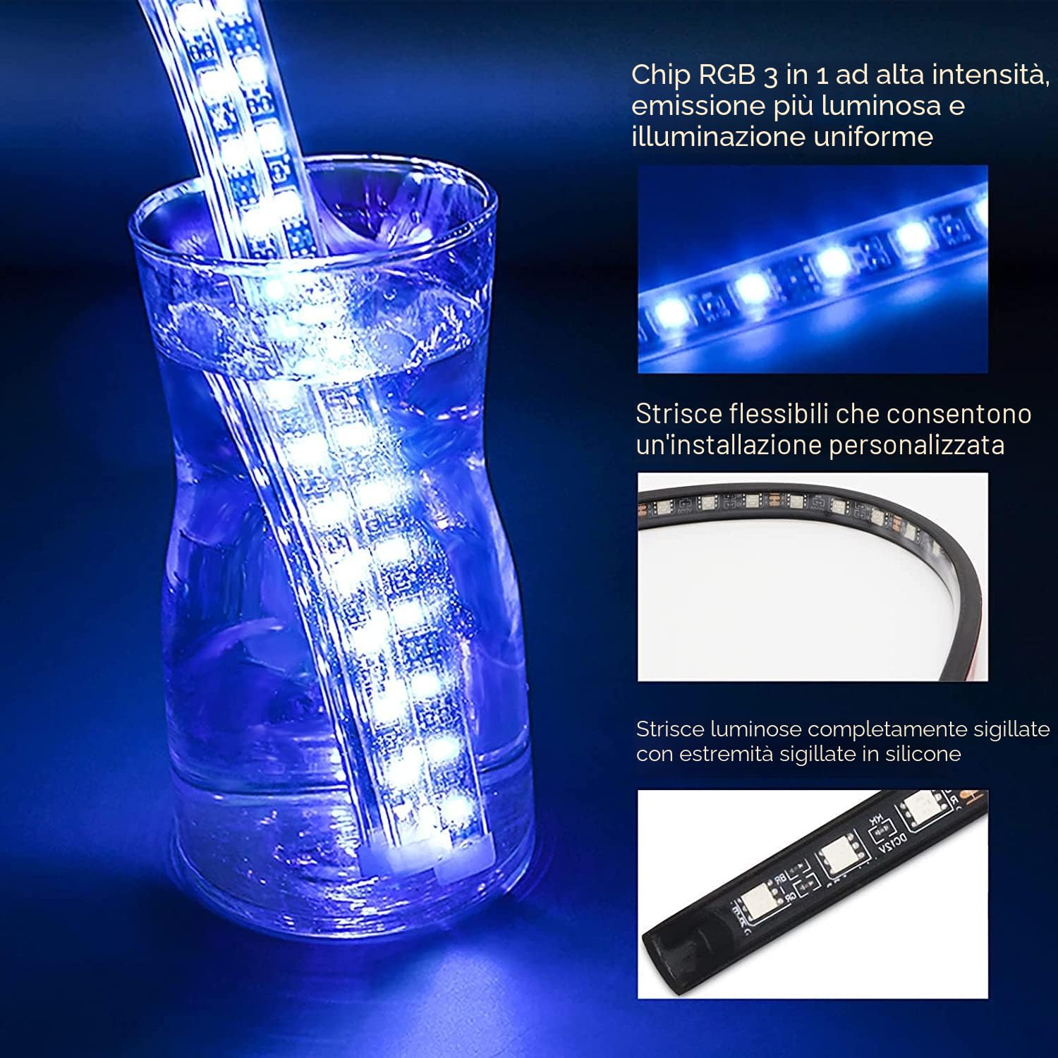 YUGUANG 4Pcs Underglow Kit per auto, APP controllo Multicolore Car Underglow Light Kit Musica Sync RGB strisce di luce sottoscocca impermeabile per auto camion SUV