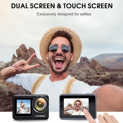Miniatura 3 de GAMSOD Cámara de acción WiFi mejorada 4K 60FPS 20MP con pantallas táctiles, cámara de vlog EIS3.0, control remoto, 98 pies, cámara de deportes al