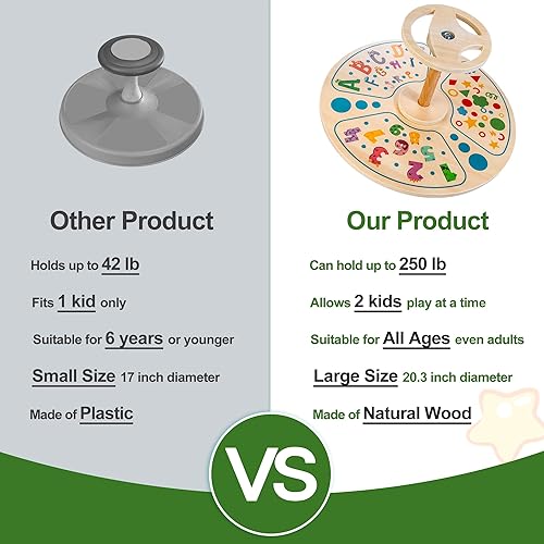 Miniatura 3 de Juguetes de madera Sit 'n Spin para niños y todas las edades, juguetes clásicos de actividades giratorias, tamaño más grande, asiento giratorio de