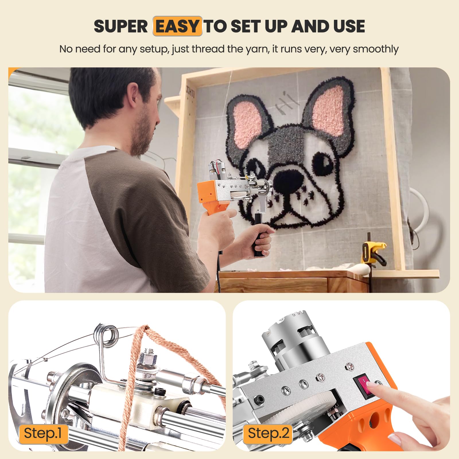 Riiai Tufting Gun Tufting Gun Starter Kit, Tufting Gun with Carpet Cutter, Carpet Making Kit, Carpet Gun Cut Pile Loop Pile, Carpet Cutter Tufting for Sculpture