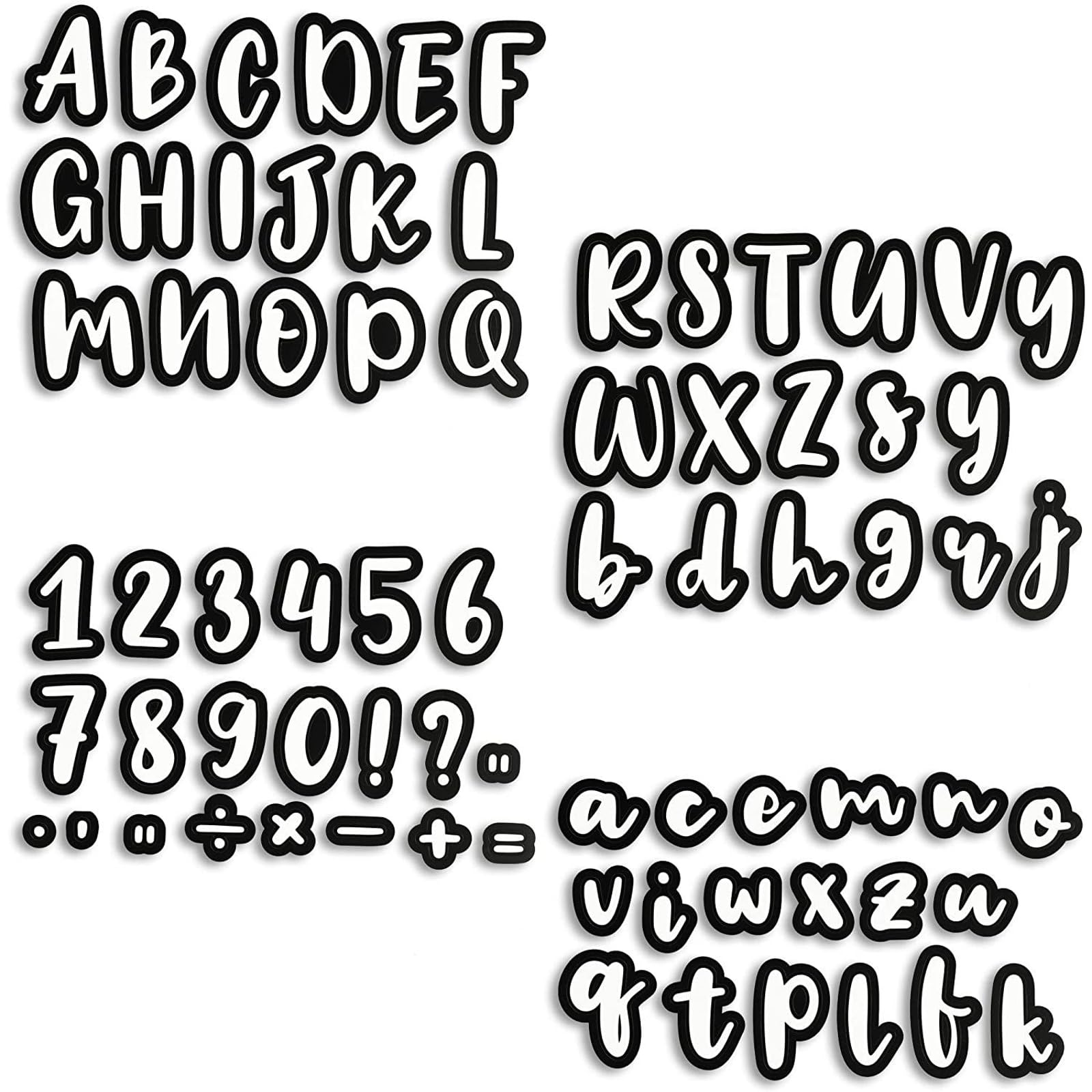 Lettres de l'alphabet découpées et chiffres blancs pour tableau d'affichage de classe 146 pcs