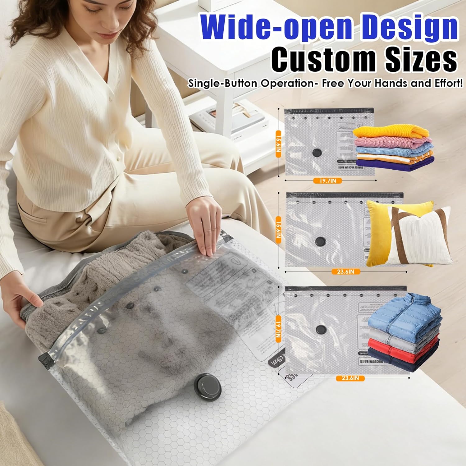 18 Pack Travel Vacuum Storage Bags with Rechargeable Wireless & Hand Pump, Portable Space Saver Bags for Travel & Home, Vacuum Compression Packing Seal for Clothes, Blankets, Seasonal Storage