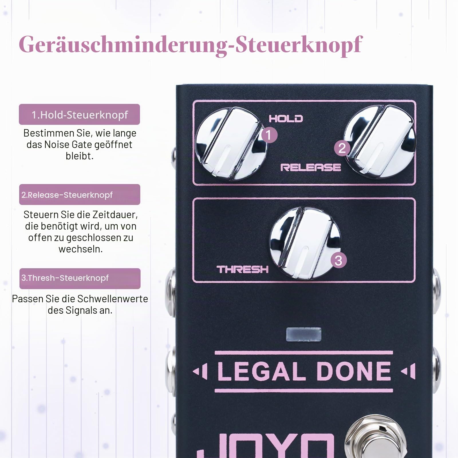 JOYO Noise Gate Pedal Noise Suppressor mit 4-Kabel Methode für E-Gitarre (Legal Done R-23)