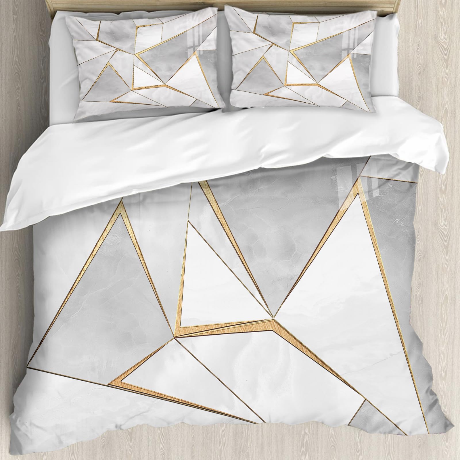 Housse de couette anti-allergie 228x264cm au design géométrique abstrait pour un sommeil sain
