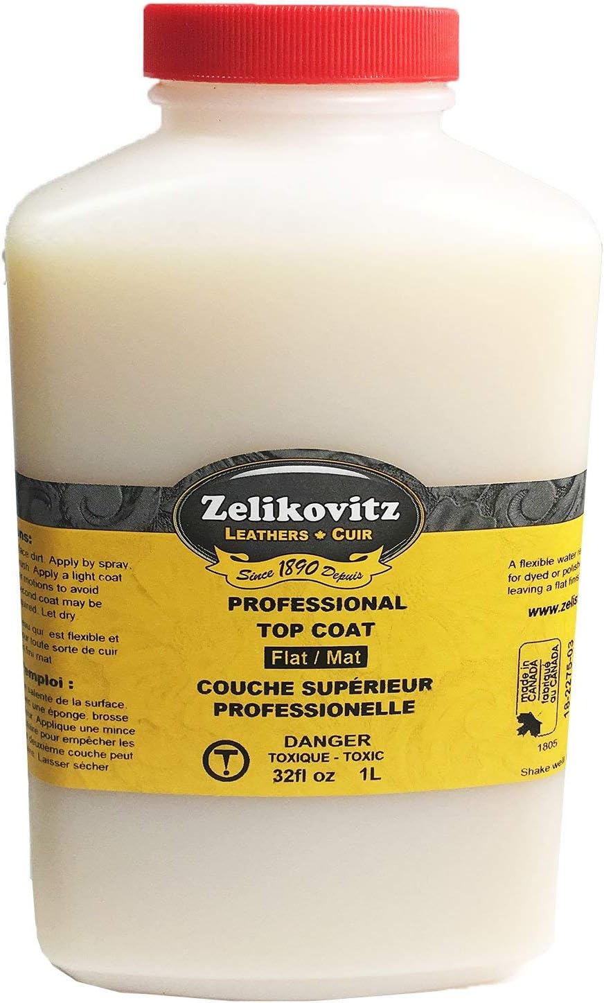 Zeli Professional Leather Top Coat Leather Sealant Finish - Flat/Matte Finish 32 oz