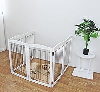 Vista 4 de ZJSF Puerta plegable independiente para perros para casa, puerta de madera extra ancha para cachorros, escaleras, puertas para perros, puerta alta