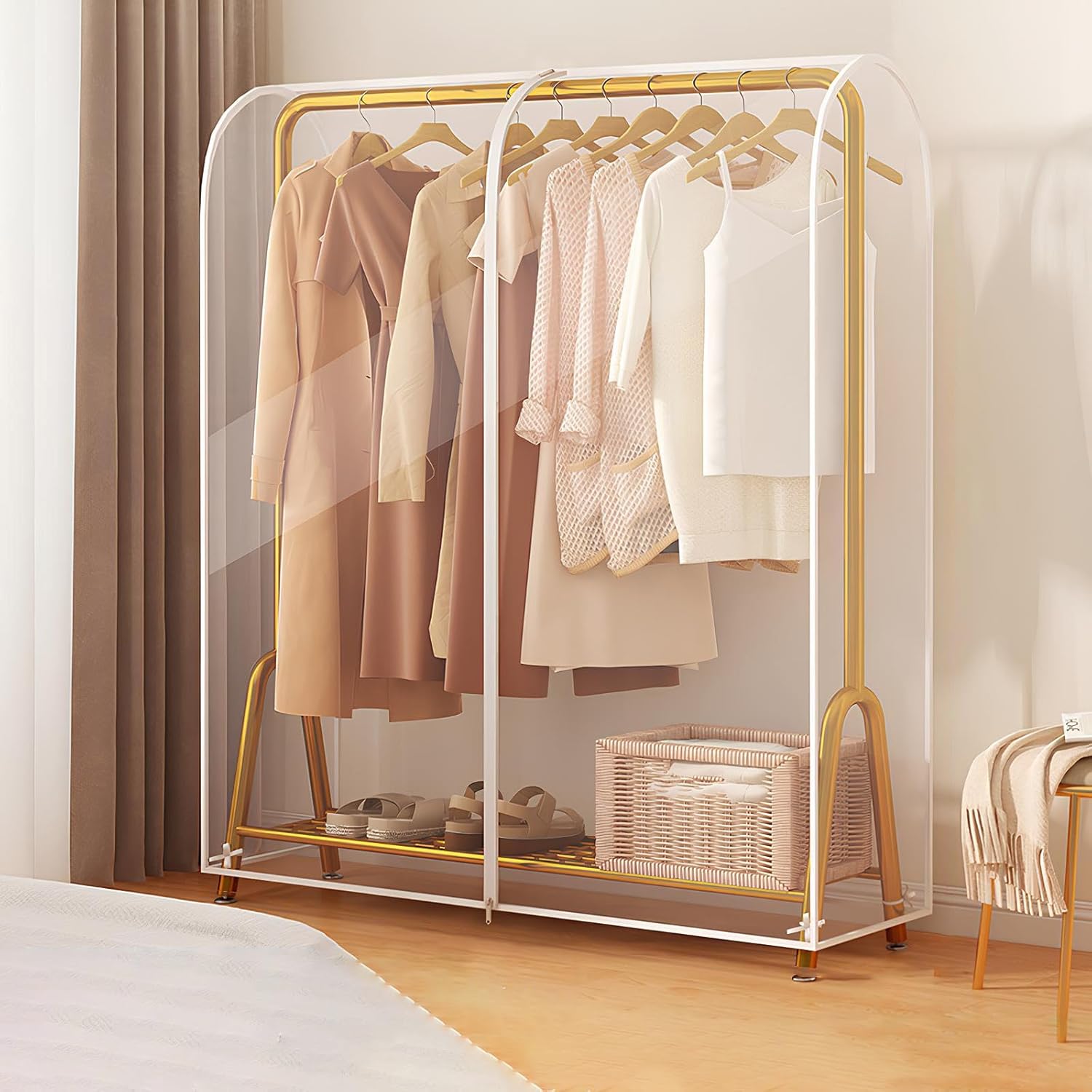 Clothes Rack Cover, Garment Bags for Hanging Clothes Made, Transparent Garment Bag, PEVE Material Garment Bag for Closet Storage Suit Covers for Men Women,One Color-150 * 50 * 150cm