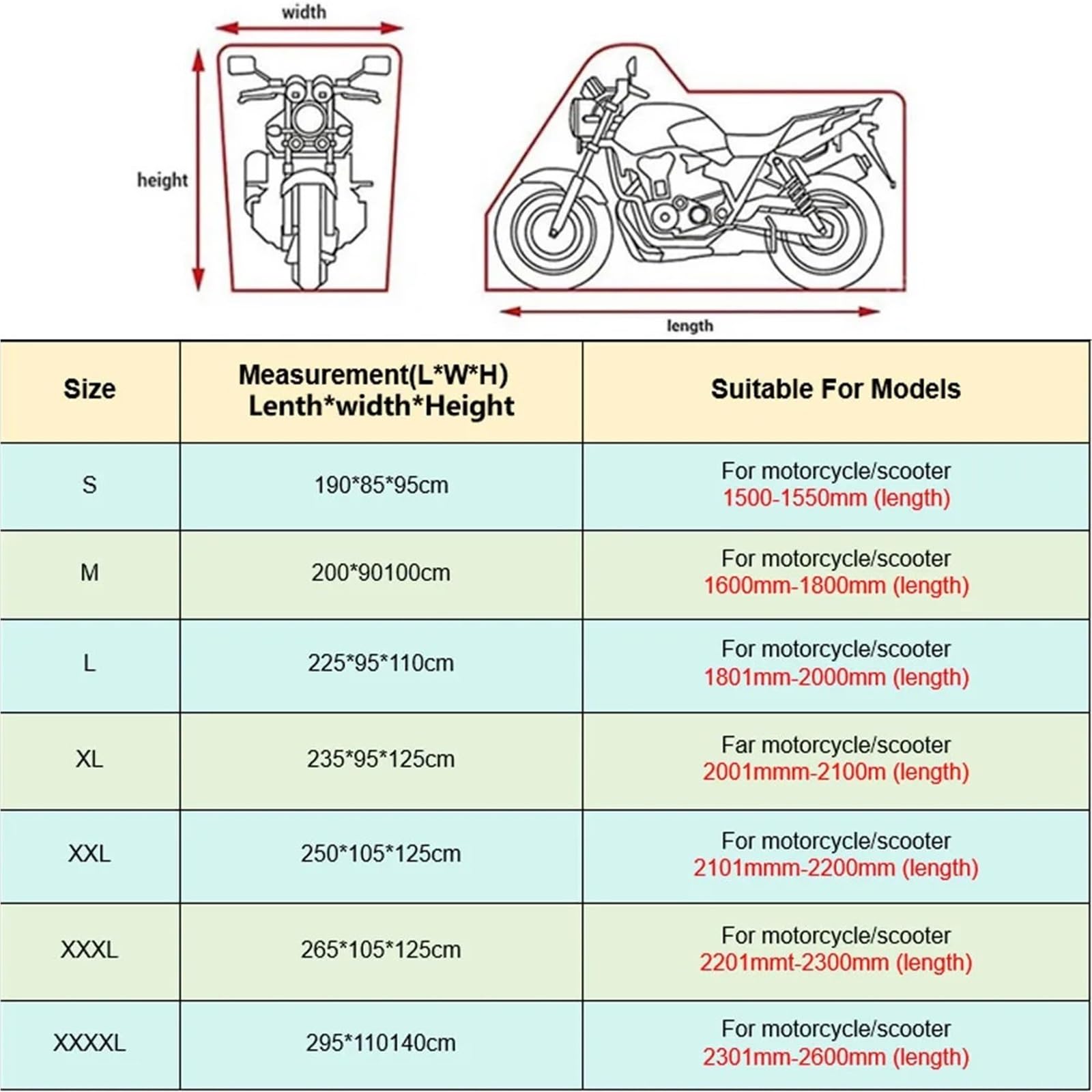 Wodoodporny pokrowiec na motocykl Pokrowiec na motocykl UV przeciwdeszczowy do skutera plandekowego Ciepły motocykl Wodoodporny pokrowiec na motocykl z blokadą pokrywa samochoduwodoodporna(Black,XL Fo