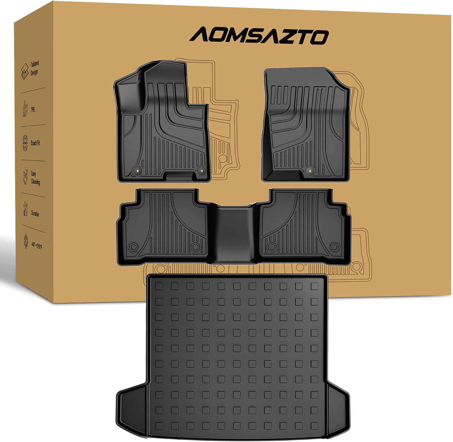 Floor Mats for Hyundai Tucson 2022-2026 (No Hybrid or PHEV) - Custom Fit TPE All Weather Floor Liners Cargo Liner (Include Bose Sound) for Tucson Accessories Cargo Mat 2026 2025 2024 2023 2022