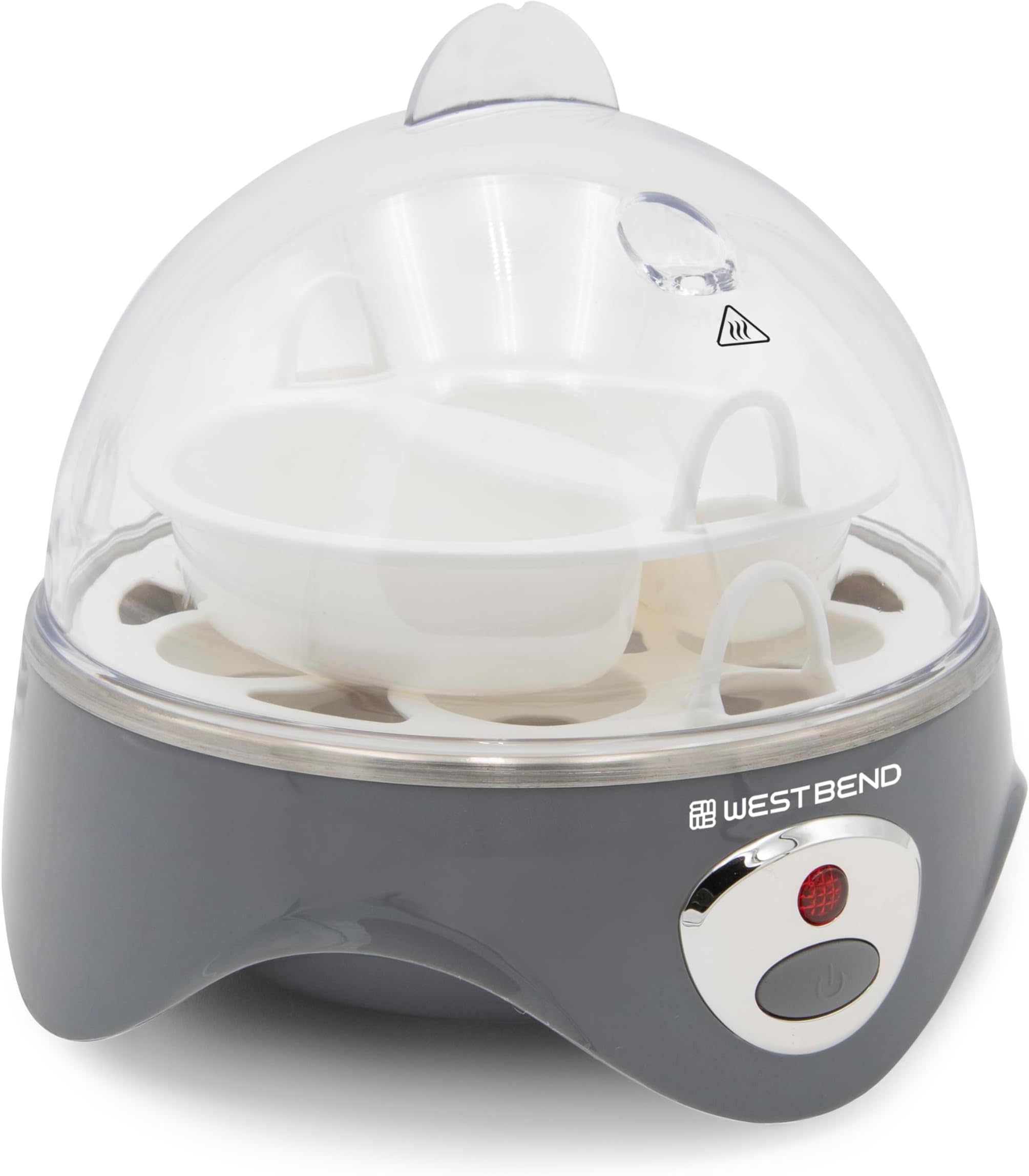 West Bend 87628 Automatic Electric Egg Cooker Hard-or Soft-Cook 7 or 2 Poached or Scrambled, 360 Watts, Gray