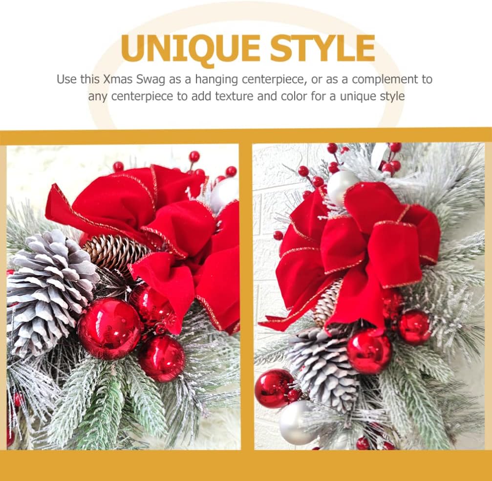 PRETYZOOM Christmas Stair Swag Bow Decor Lightweight Xmas Railing Teardrop Hanging Decoration for Front Door Window Fireplace Stylish Holiday Home Decor