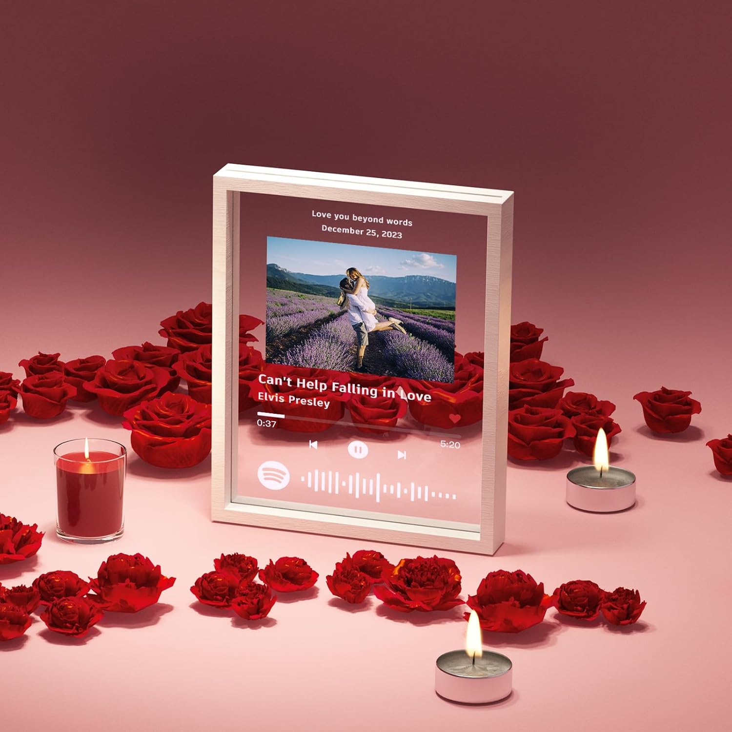 witfox Custom Spotify Plaque Gifts for Women/Men - Spotify Song Plaque Album with White Frame Personalized Picture Gifts Christmas, Valentine's Day, Birthday, Anniversary, Wedding