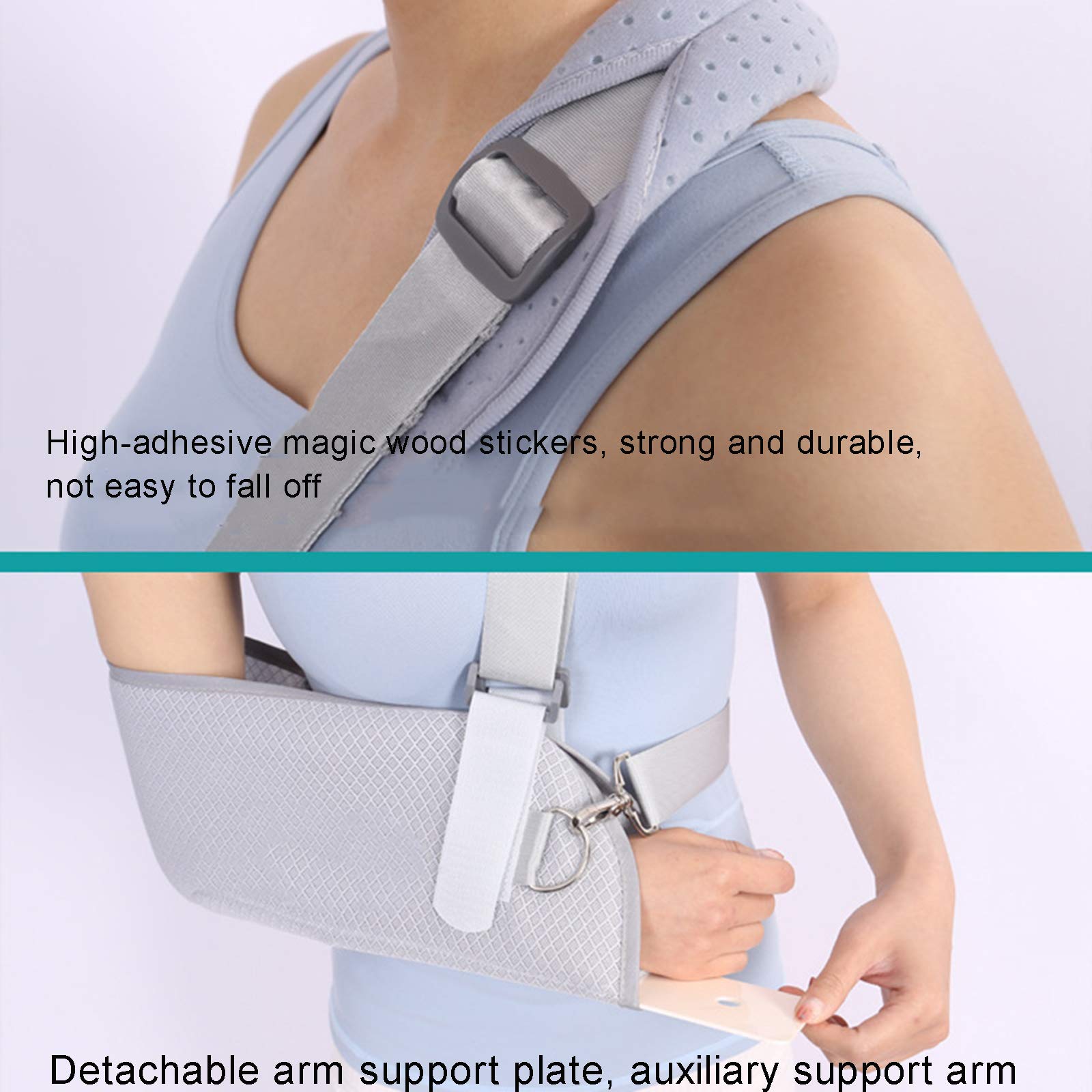 Cabestrillo para brazo con diseño ergonómico, correa dividida y pretina con soporte de placa de ABS para codo de brazo fracturado roto, correa de hombro ajustable, universal para brazos izqu