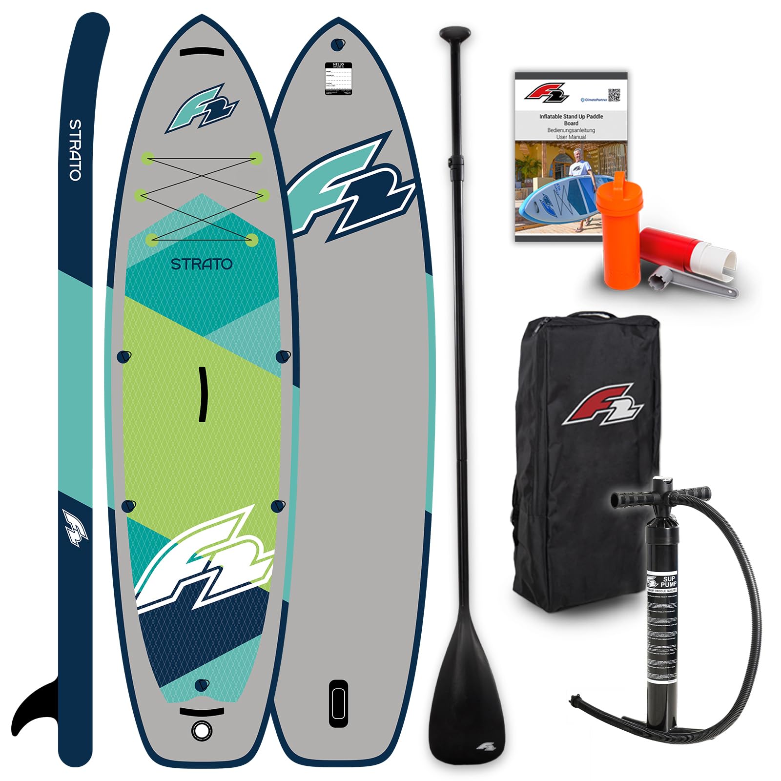 F2 SUP Stand Up Paddle Board Strato 10'0''/10'5"/11'5"/12'5'' wählbar Grün