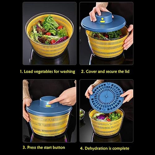 Miniatura 8 de Bothyi - Colador eléctrico recargable de secado rápido automático de gran capacidad para ensalada, color gris